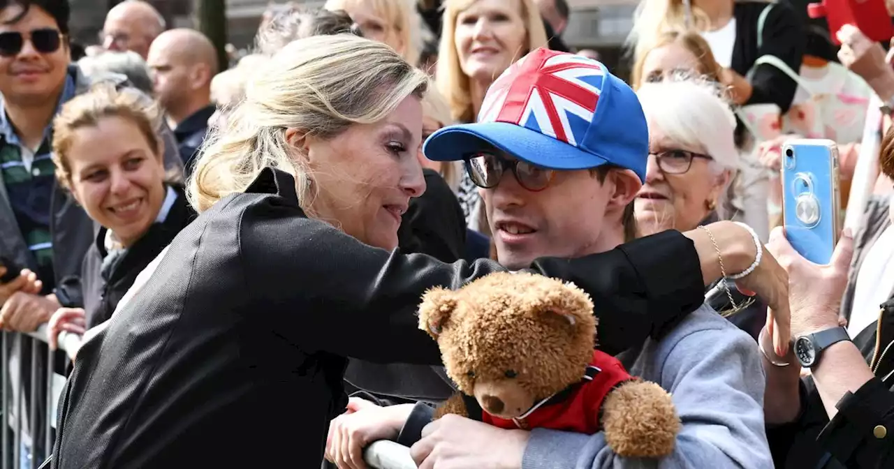 Grieving Sophie Wessex hugs well-wishers in Manchester during visit with Edward