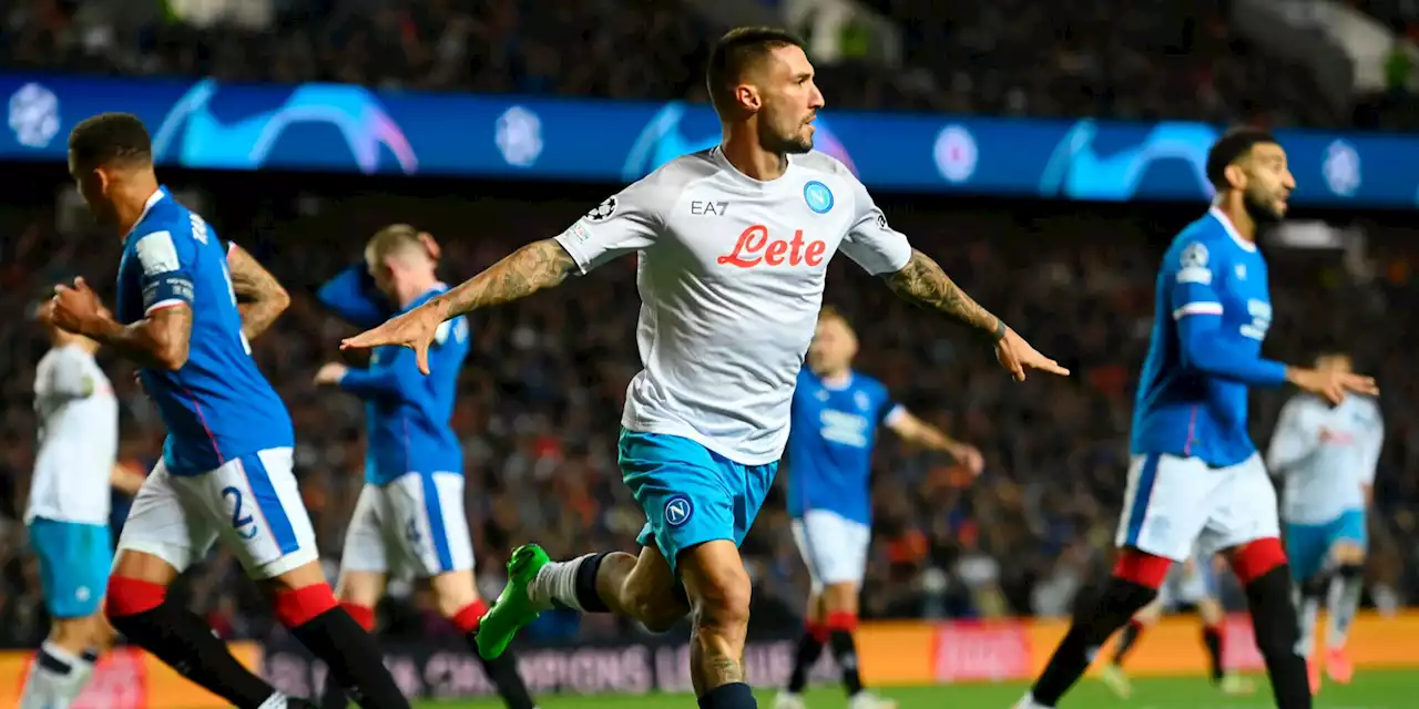 Rangers-Napoli 0-3: Politano, Raspadori e Ndombele lanciano Spalletti in vetta