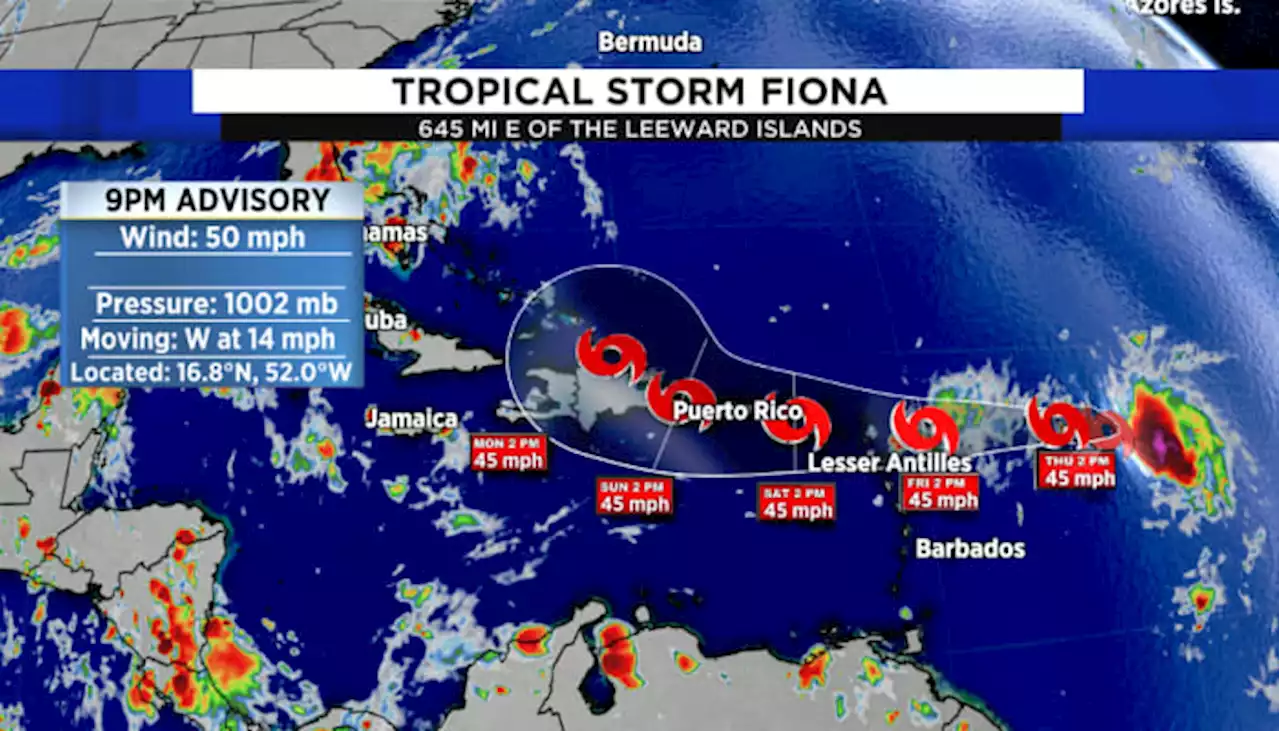 Depression strengthens into Tropical Storm Fiona