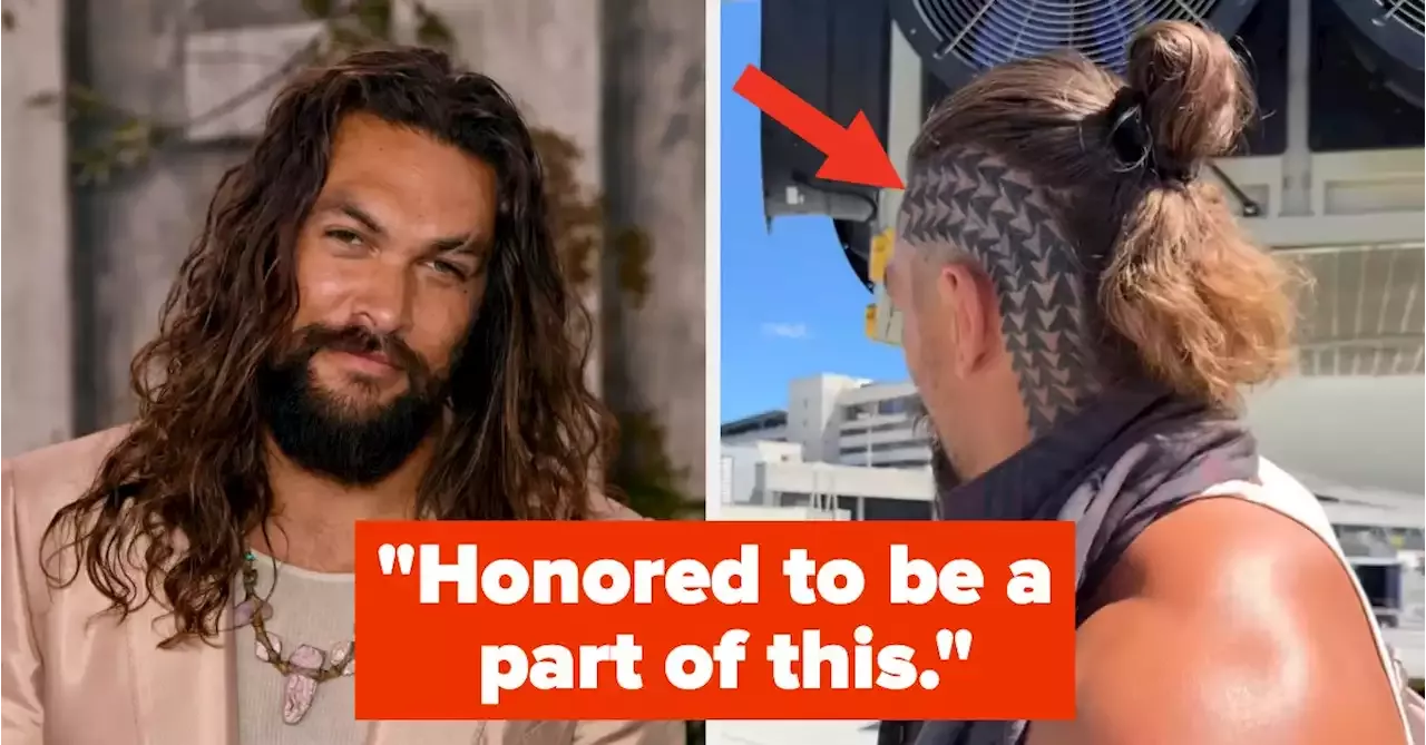 Jason Momoa shows off new head tattoo as he heads to Aotearoa