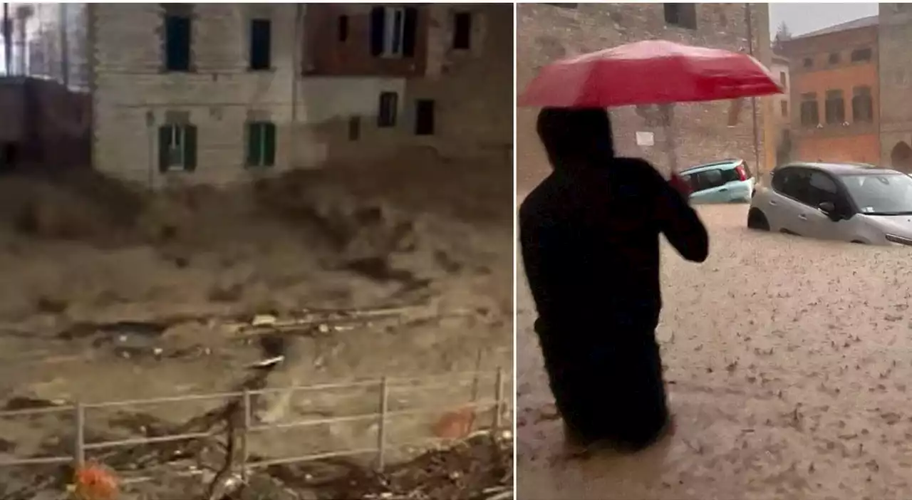 Bomba d'acqua nelle Marche, esondano Sentino e Misa. Auto sommerse dall'acqua, chiudono le scuole