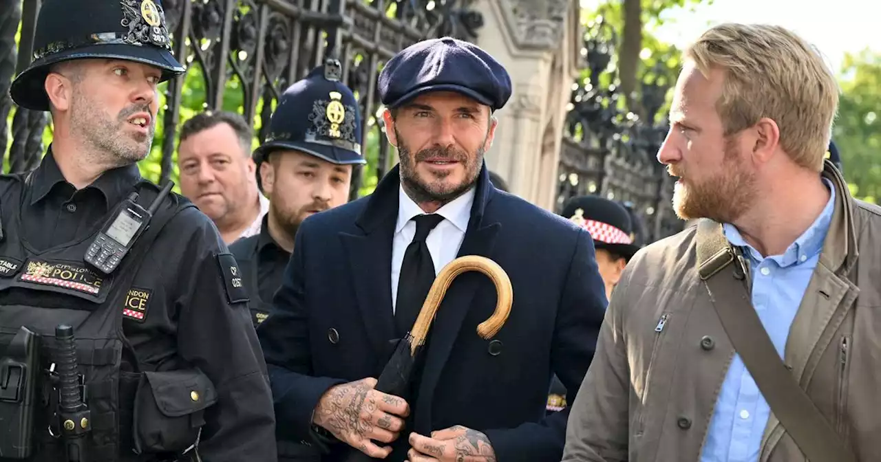 Soccer great David Beckham stands in line for 12 hours to view Queen's coffin