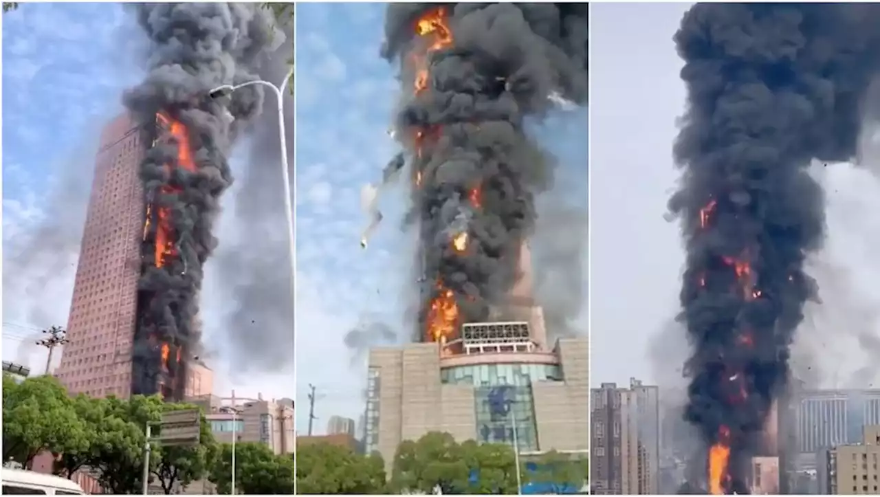 Chine : les impressionnantes images d'un incendie qui ravage un gratte-ciel à Changsha