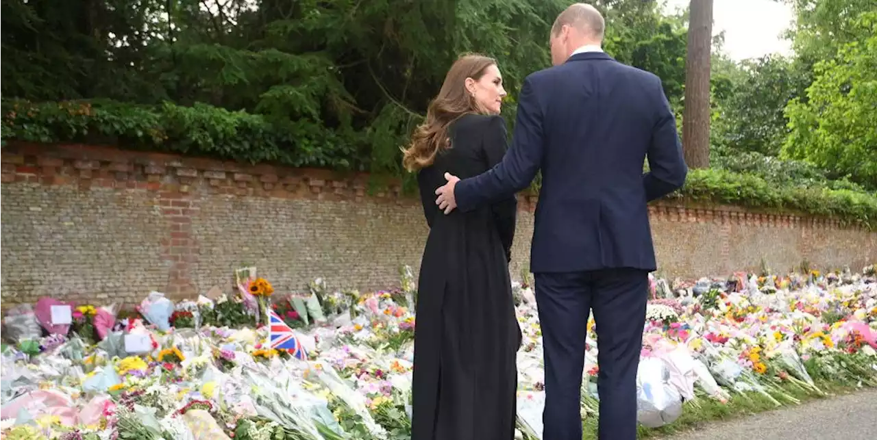 The Prince and Princess of Wales visit floral tributes for the Queen at Sandringham