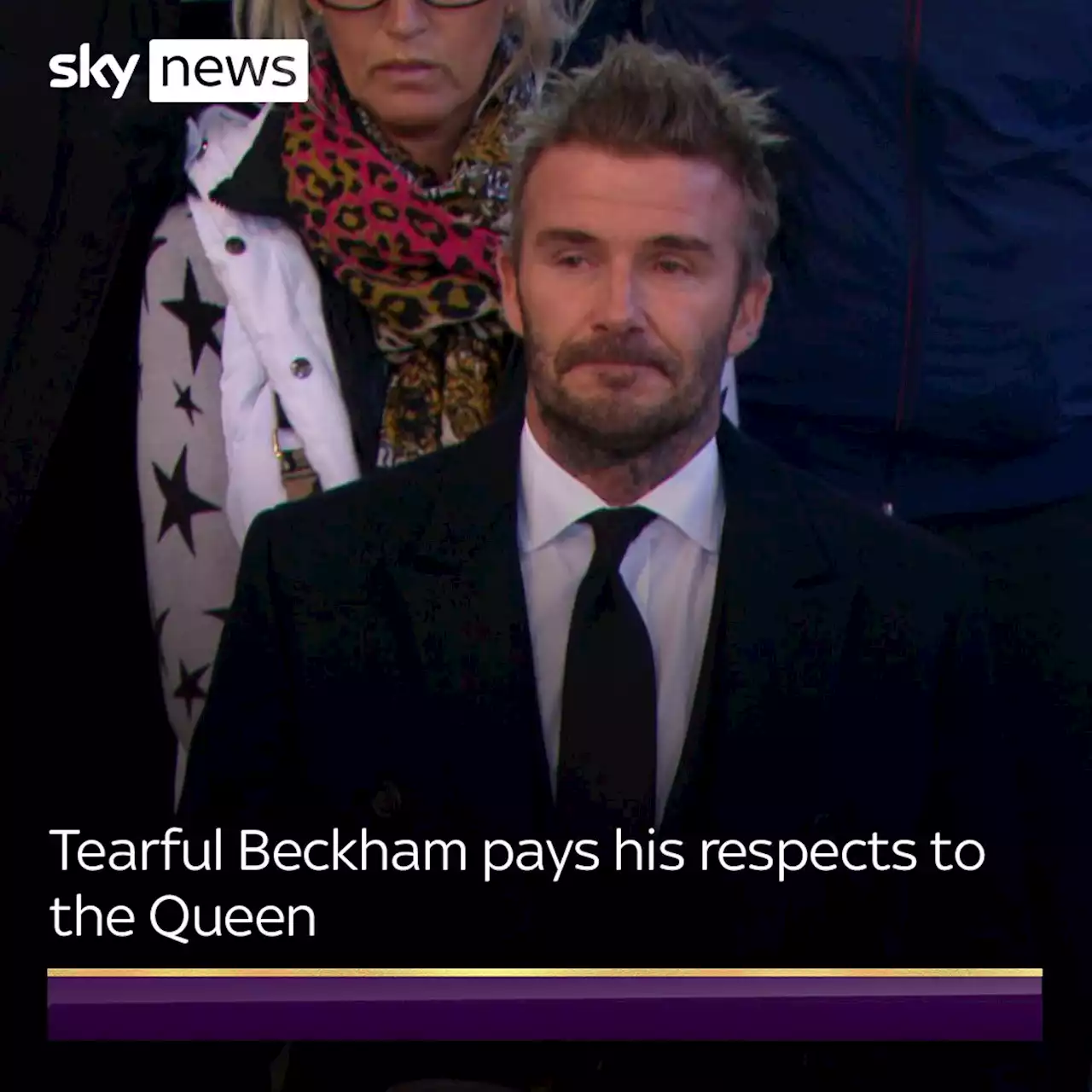 David Beckham in tears as he views Queen's coffin after queueing for 13 hours