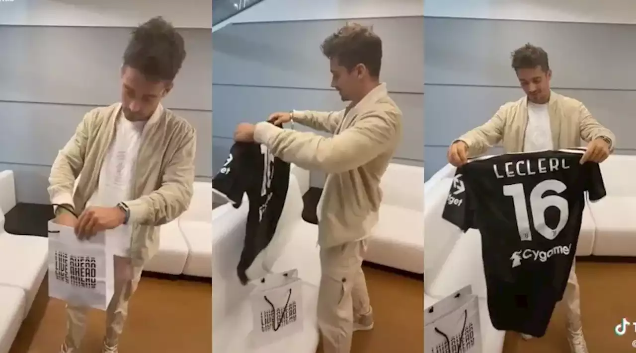 La Juve regala a Leclerc la maglia personalizzata: 'È bellissima!'