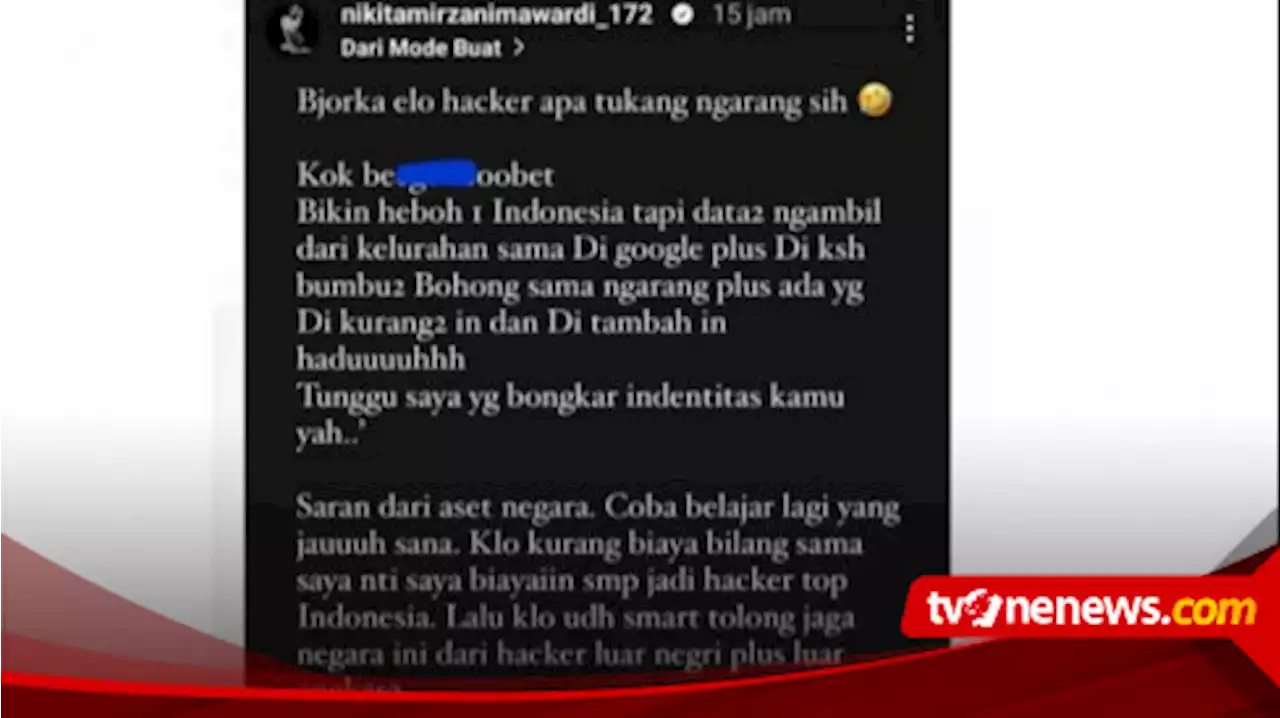 Nikita Mirzani Mengaku Akan Bongkar Identitas Bjorka. Kenal?