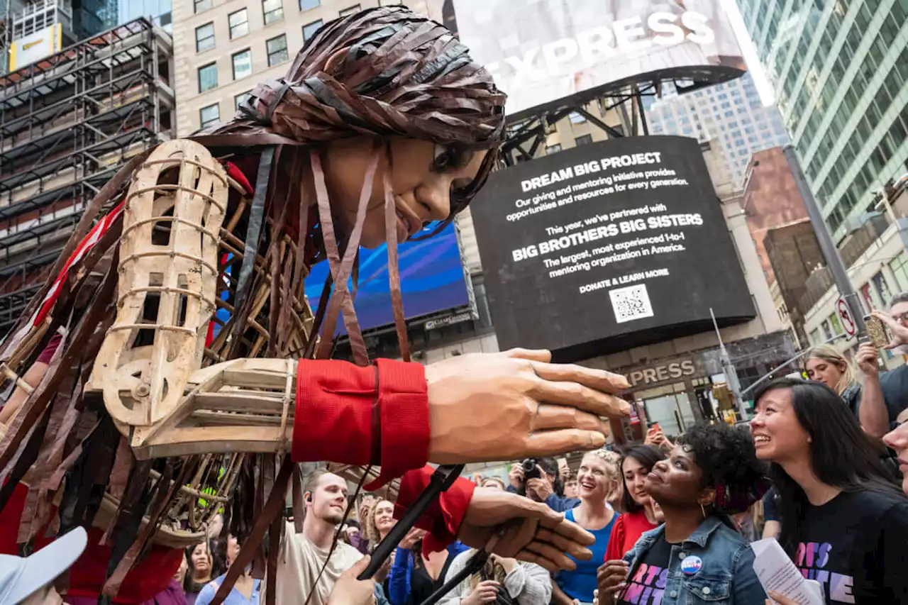 Broadway fills New York City with songs in Times Square for Little Amal | amNewYork