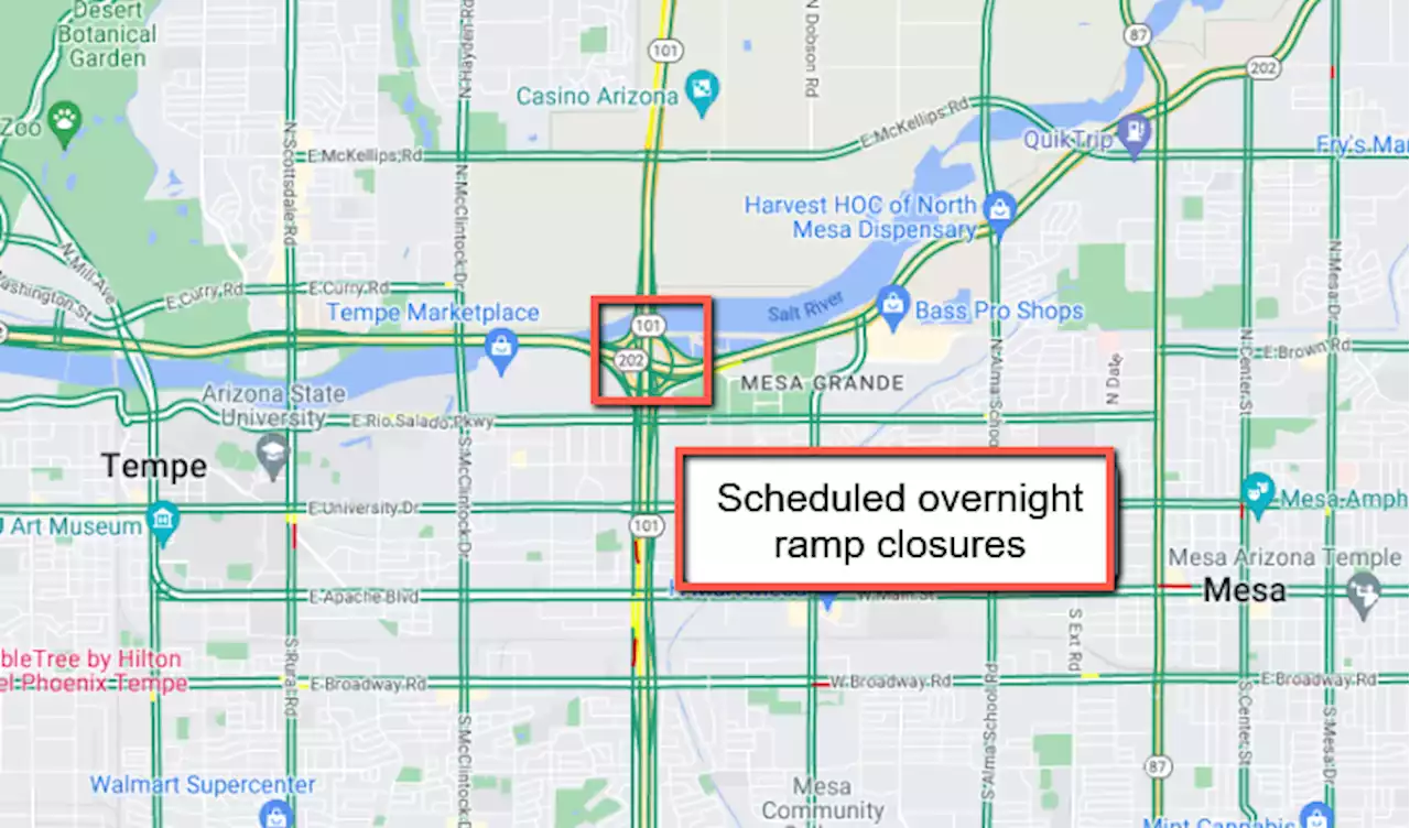 Loop 101 (Price Freeway) overnight ramp closures planned Sept. 19-20