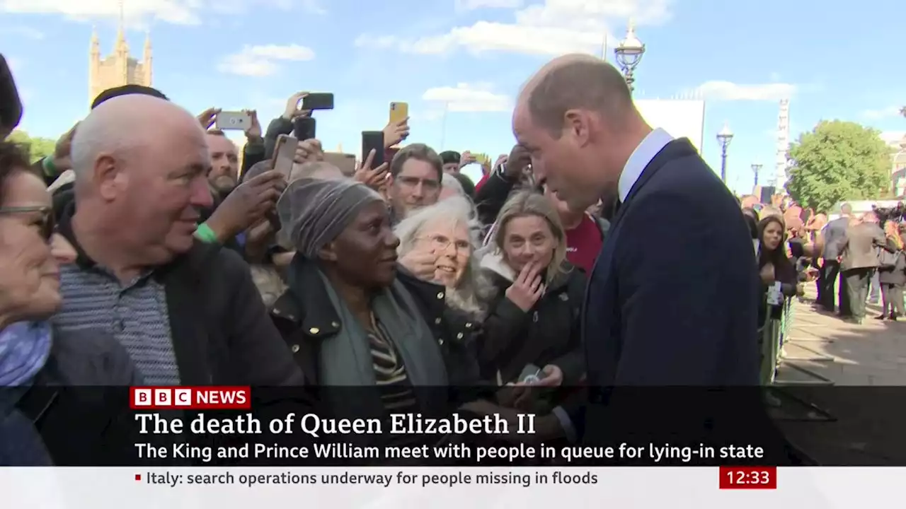 Queen Elizabeth II: King Charles and Prince William make surprise visit to queue - BBC News