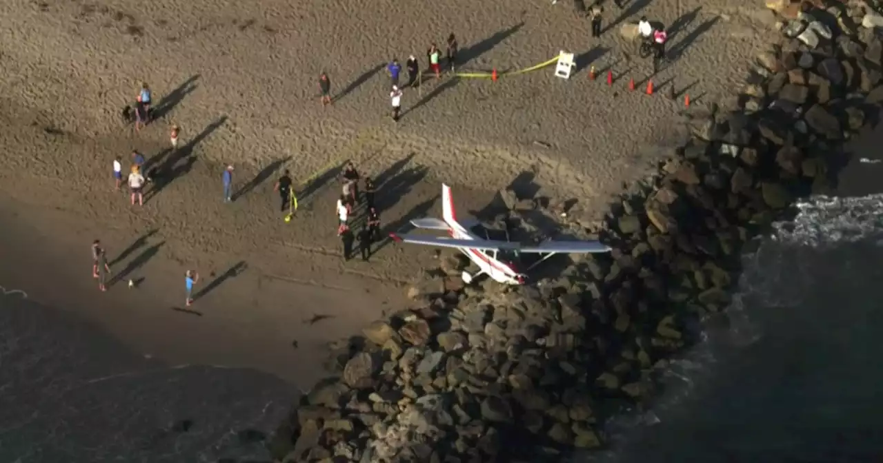 None injured after small plane crashes on beach at Marina Park in Ventura