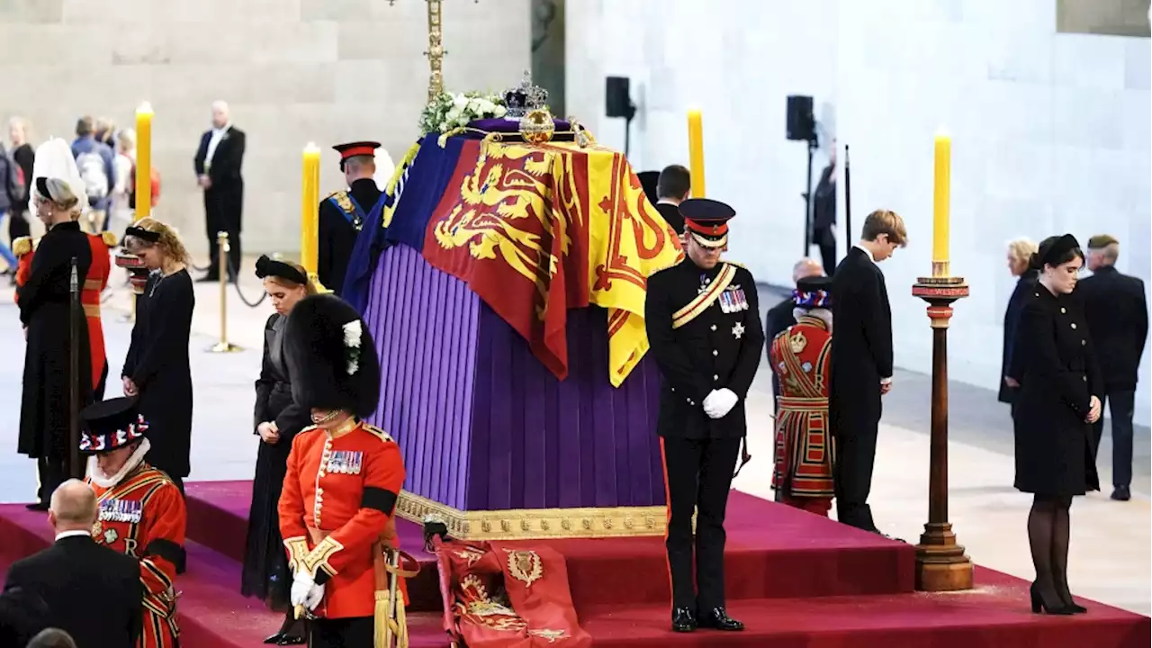 Prince Harry wears military uniform for vigil at Queen's coffin