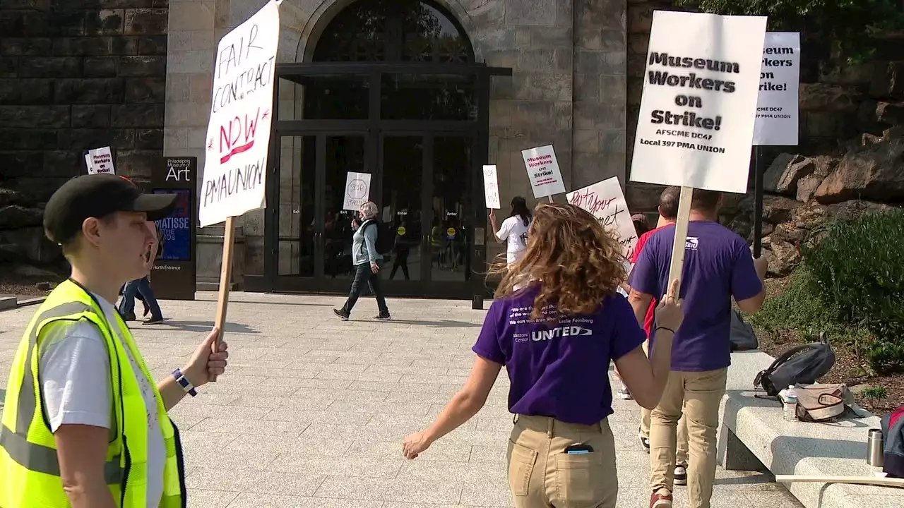 Philadelphia Museum of Art employees stage one-day warning strike for better wages, healthcare