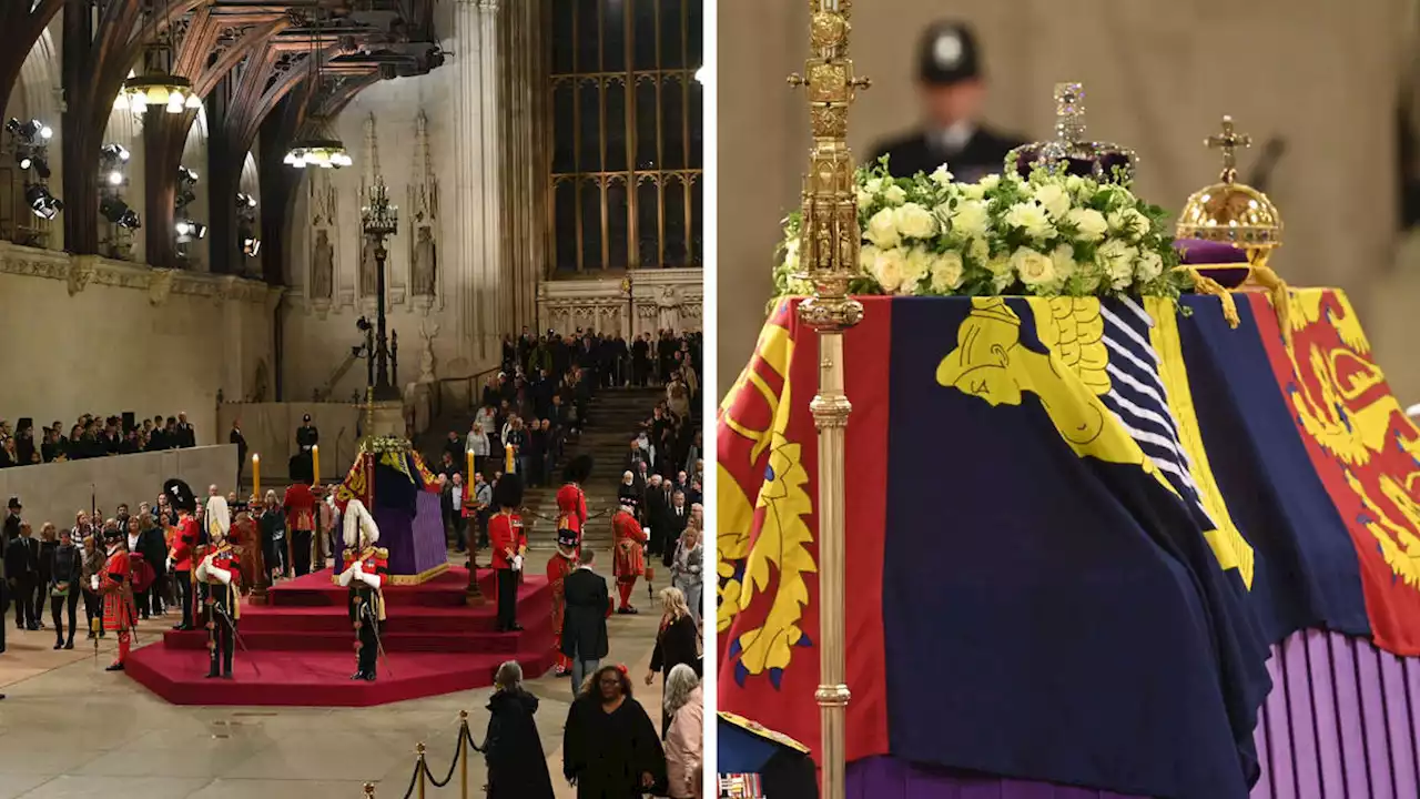 Mourner arrested after 'running up to Queen's coffin and lifting the Royal Standard' as onlookers gasp in horror