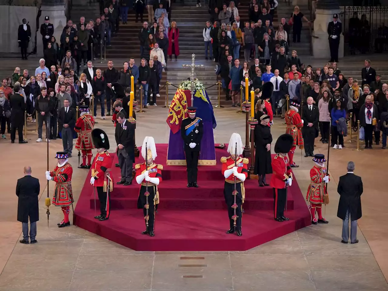 Prince of Wales and Duke of Sussex hold vigil at grandmother’s coffin