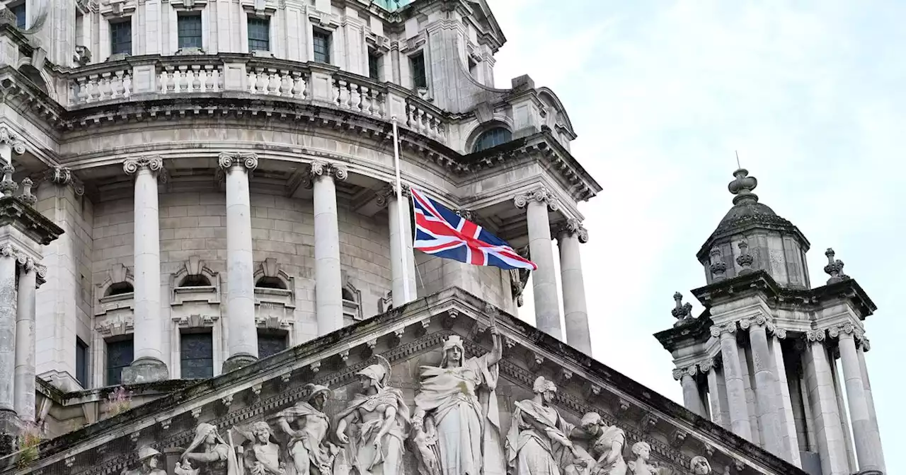 Big screens in Northern Ireland showing the Queen's funeral live