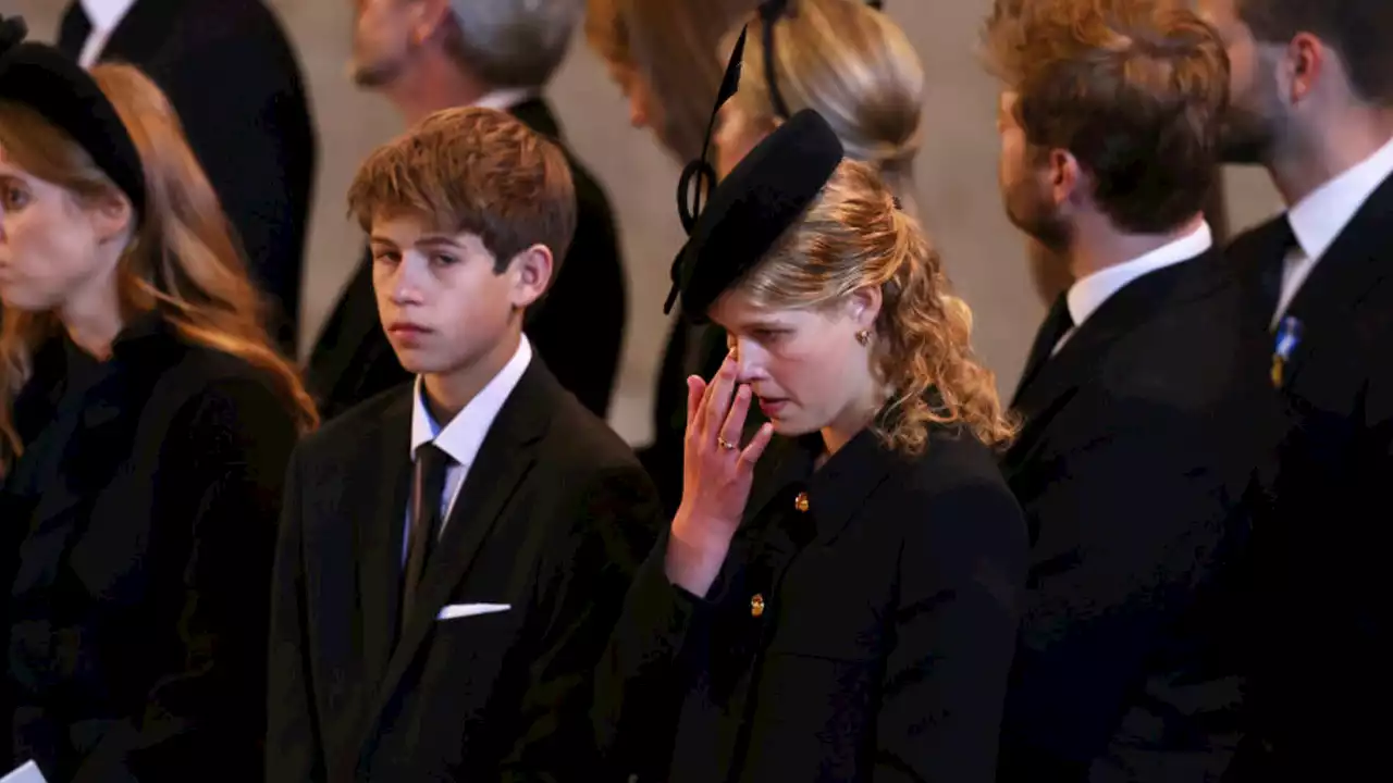 Queen Elizabeth II's youngest grandchild, James, Viscount Severn, 14, stands vigil at her coffin