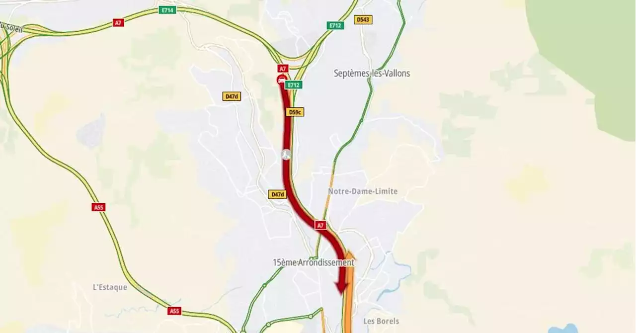 A7 : un accident impliquant sept véhicules provoque un bouchon important à l'entrée de Marseille