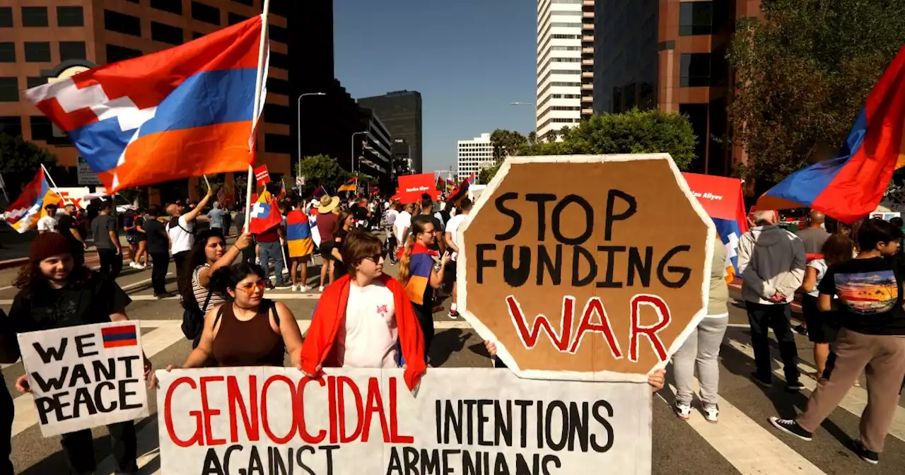 Local Armenians protest U.S. assistance to Azerbaijan's military forces