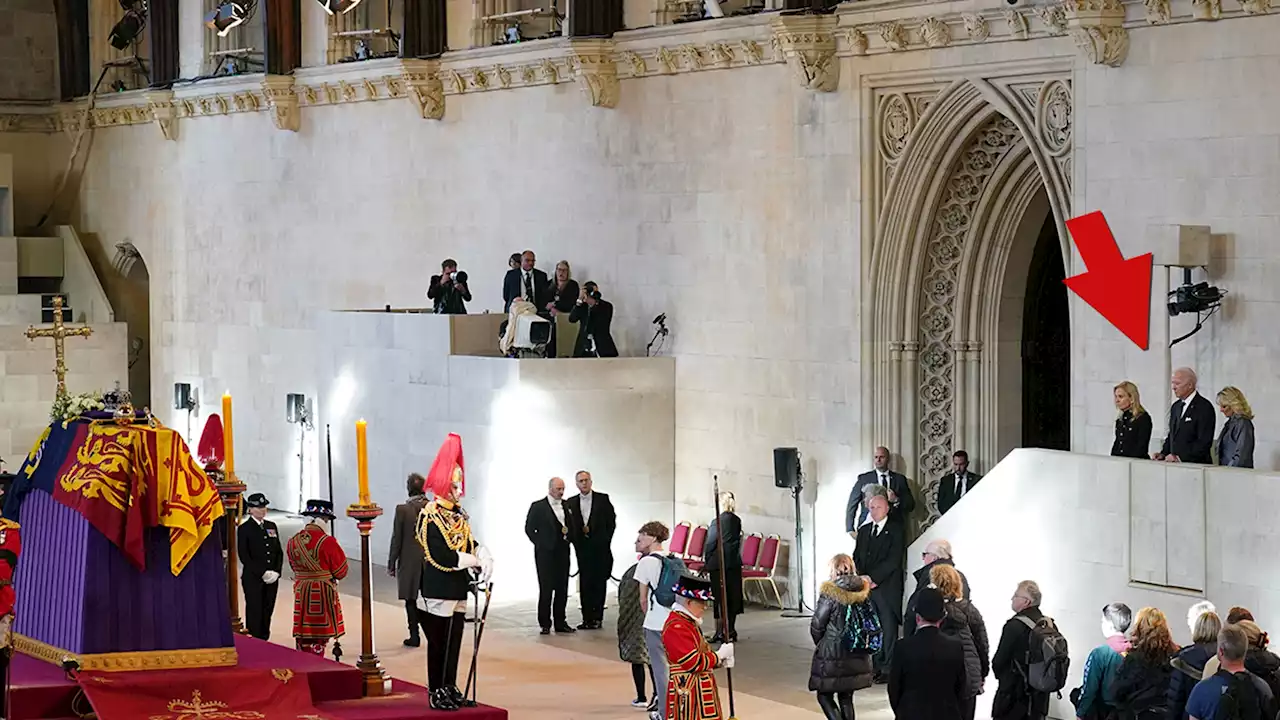 President Biden & First Lady Pay Respects at Queen's Coffin in England