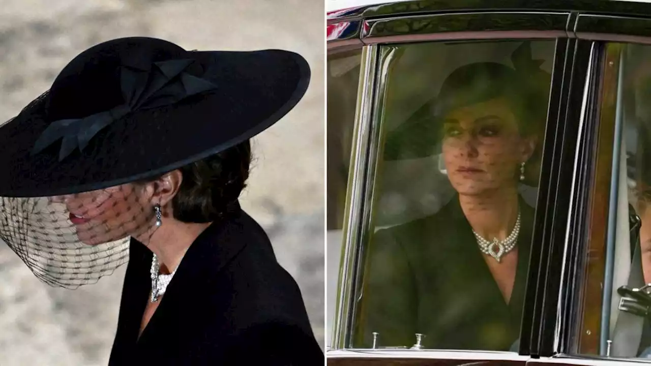 A princess in mourning: Devastated Kate fights back tears as she farewells Queen