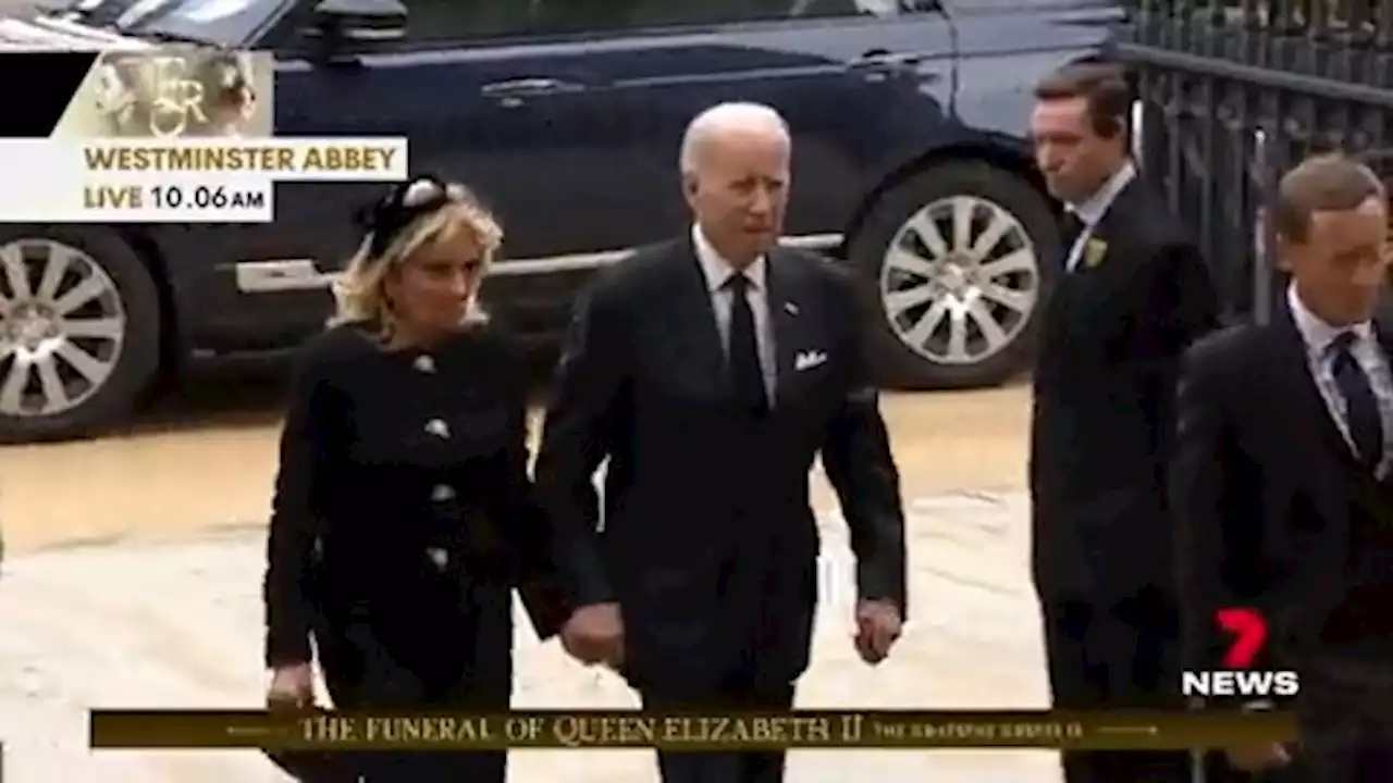 Queen funeral rolling coverage: US President Joe Biden arrives at Westminster Abbey