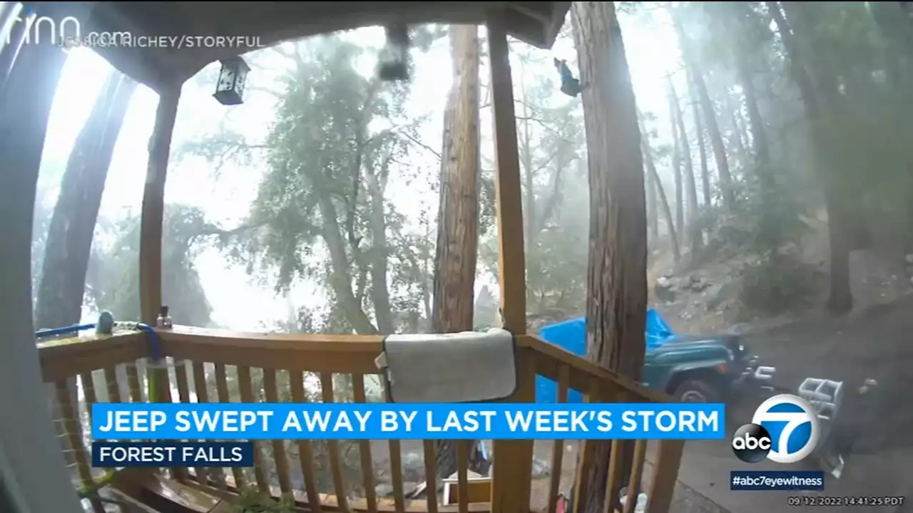 Dramatic video captures moment powerful mudslide rushes past Forest Falls home