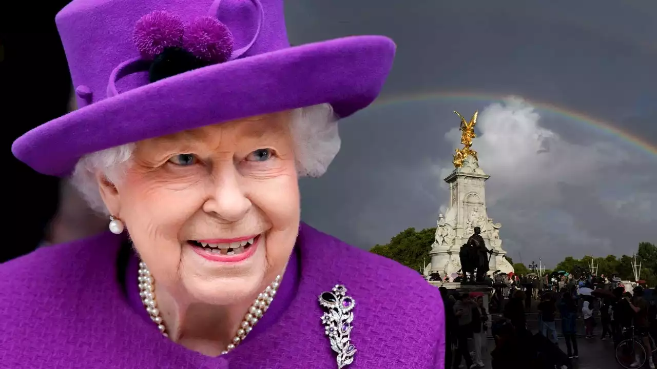 Rainbow Shines on Westminster Palace Eve of Queen Elizabeth's Funeral