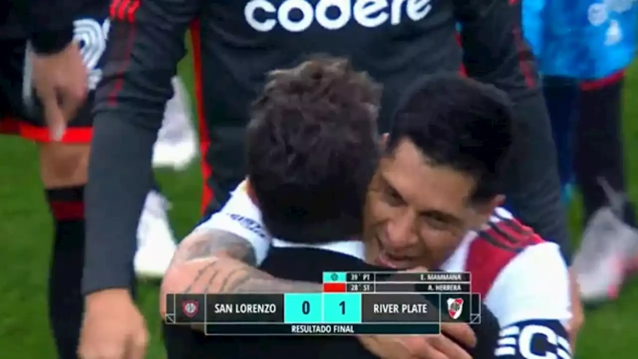 El sentido abrazo entre Gallardo y Enzo Pérez luego del triunfo ante San Lorenzo