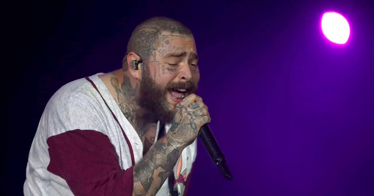 Post Malone bruised ribs after falling in hole on stage