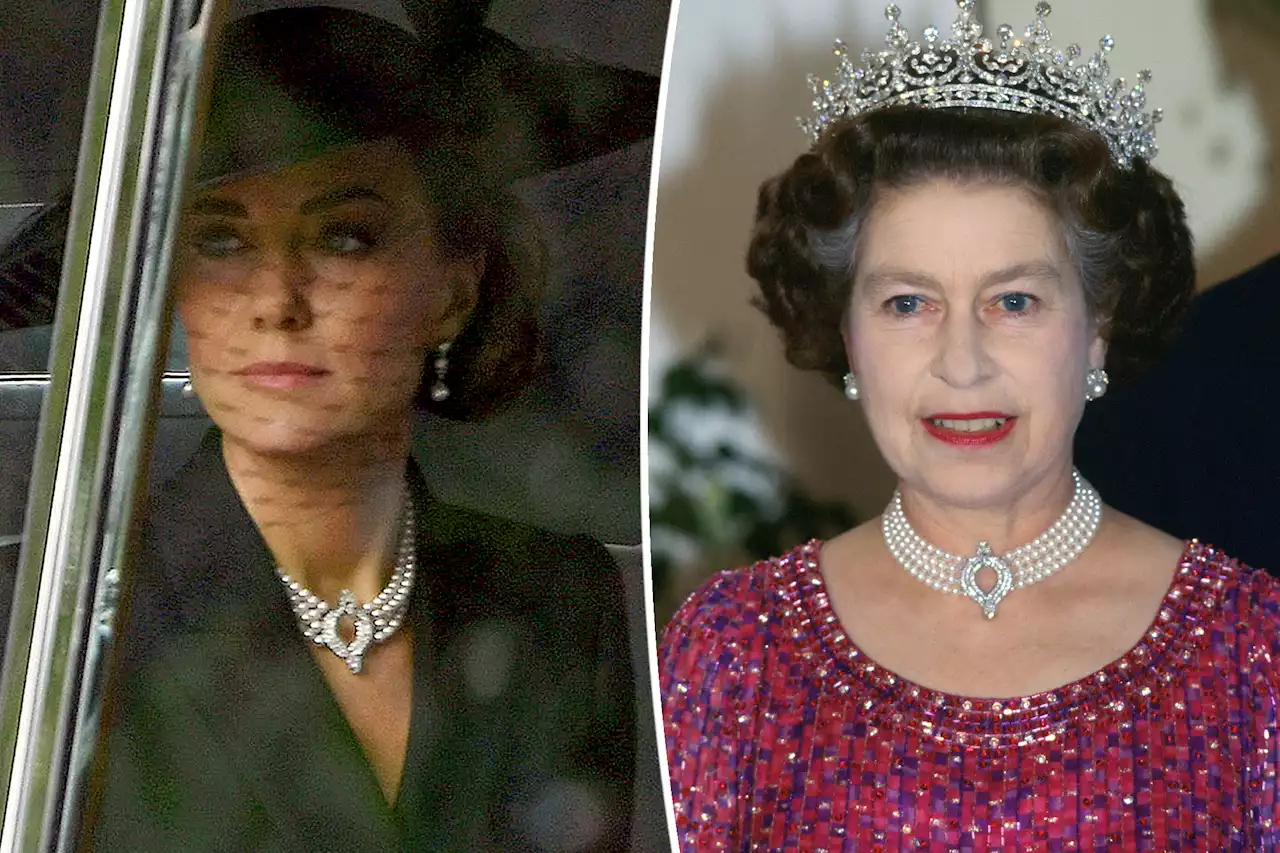 Kate Middleton wears Queen Elizabeth II’s pearls to her funeral