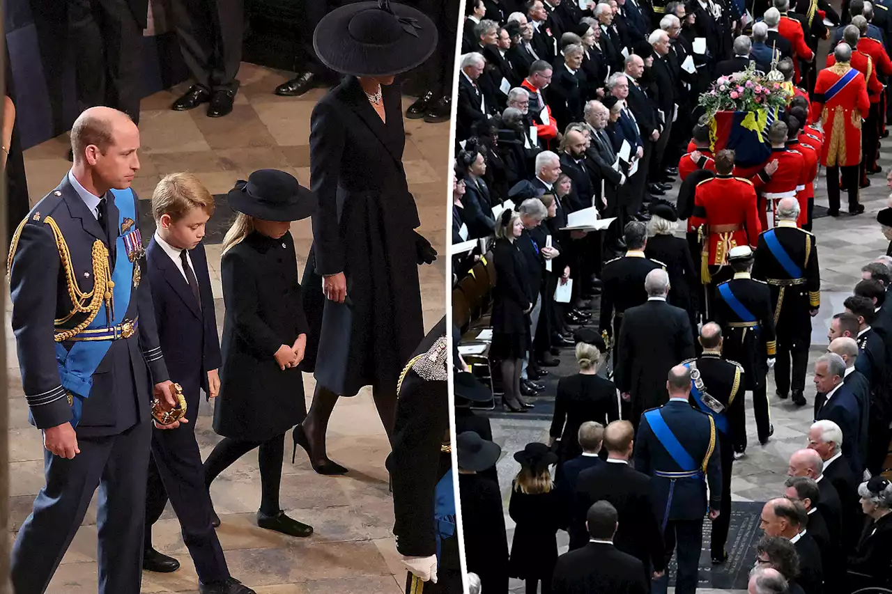 Prince George and Princess Charlotte walk behind casket at Queen’s funeral