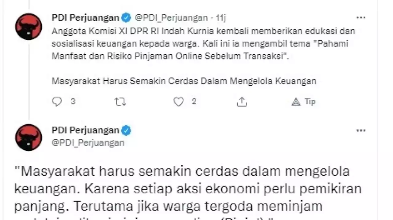 Akun Twitter PDIP Banjir Sindiran Gegara Kasih Wejangan Kelola Keuangan, Warganet: Harga Naik Apa yang Dikelola?