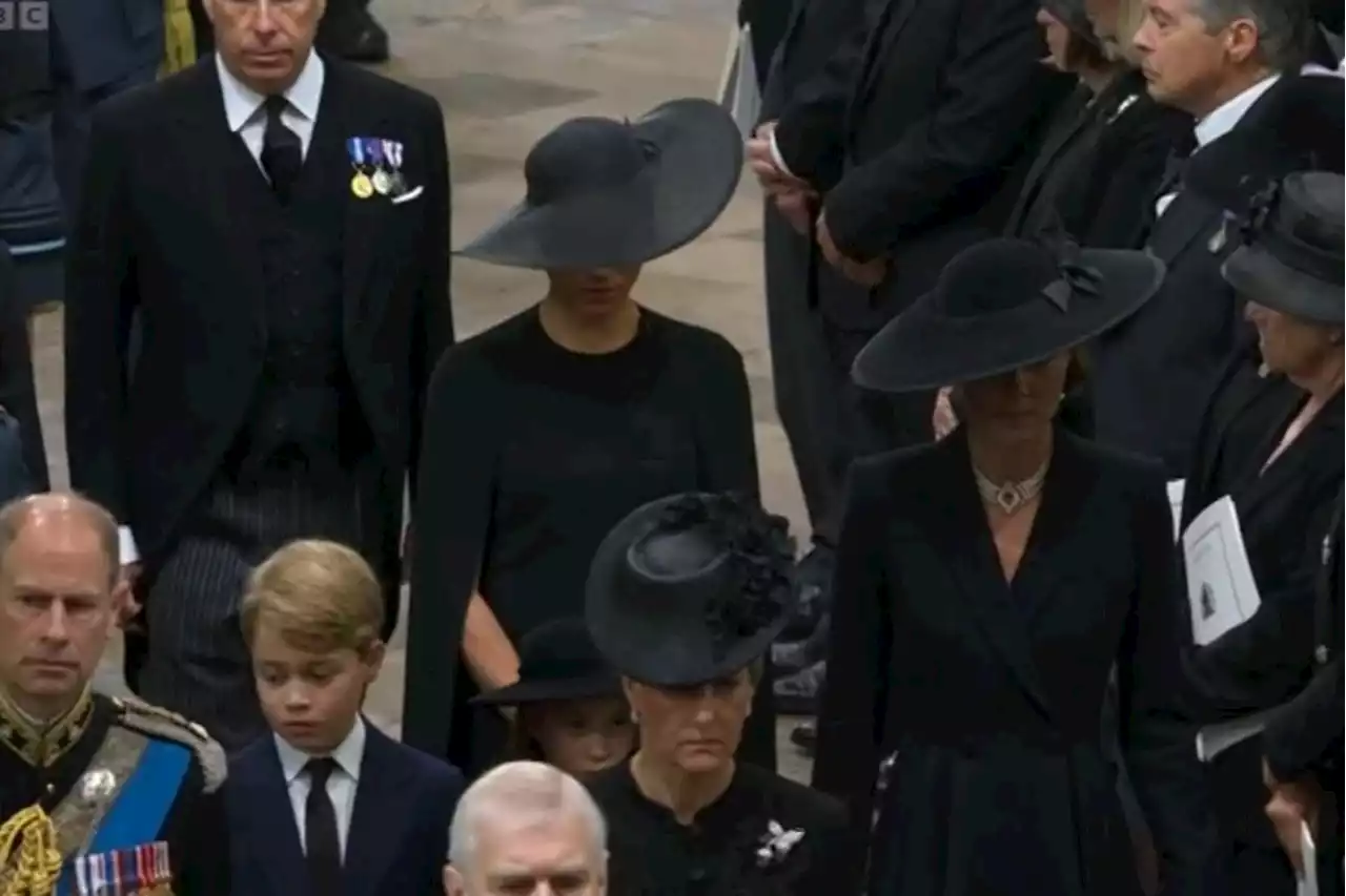 Prince George, 9, and Princess Charlotte, 7, bravely join mourners at Queen's funeral