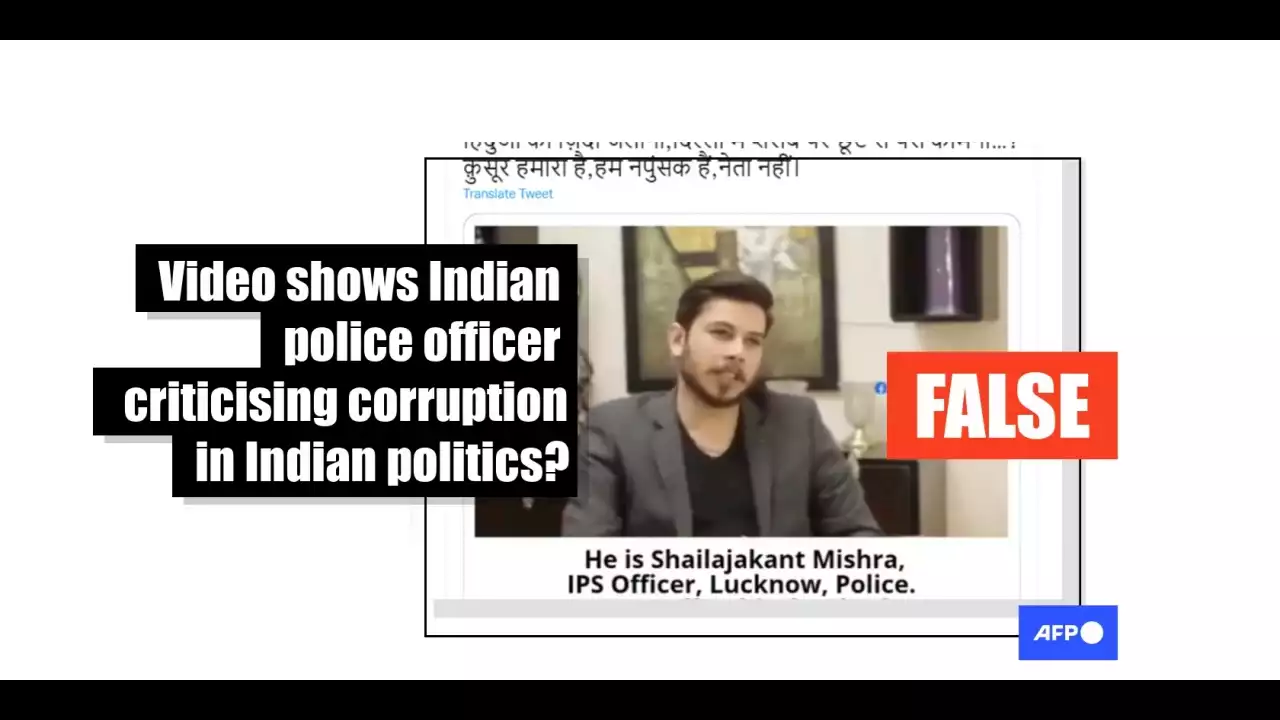 Video of Indian YouTuber falsely shared as 'veteran police officer speaking about political corruption'