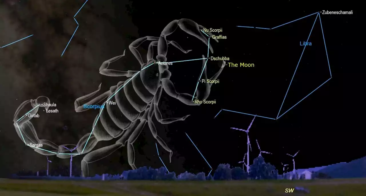 Catch the moon near the claws of the Scorpius constellation Friday