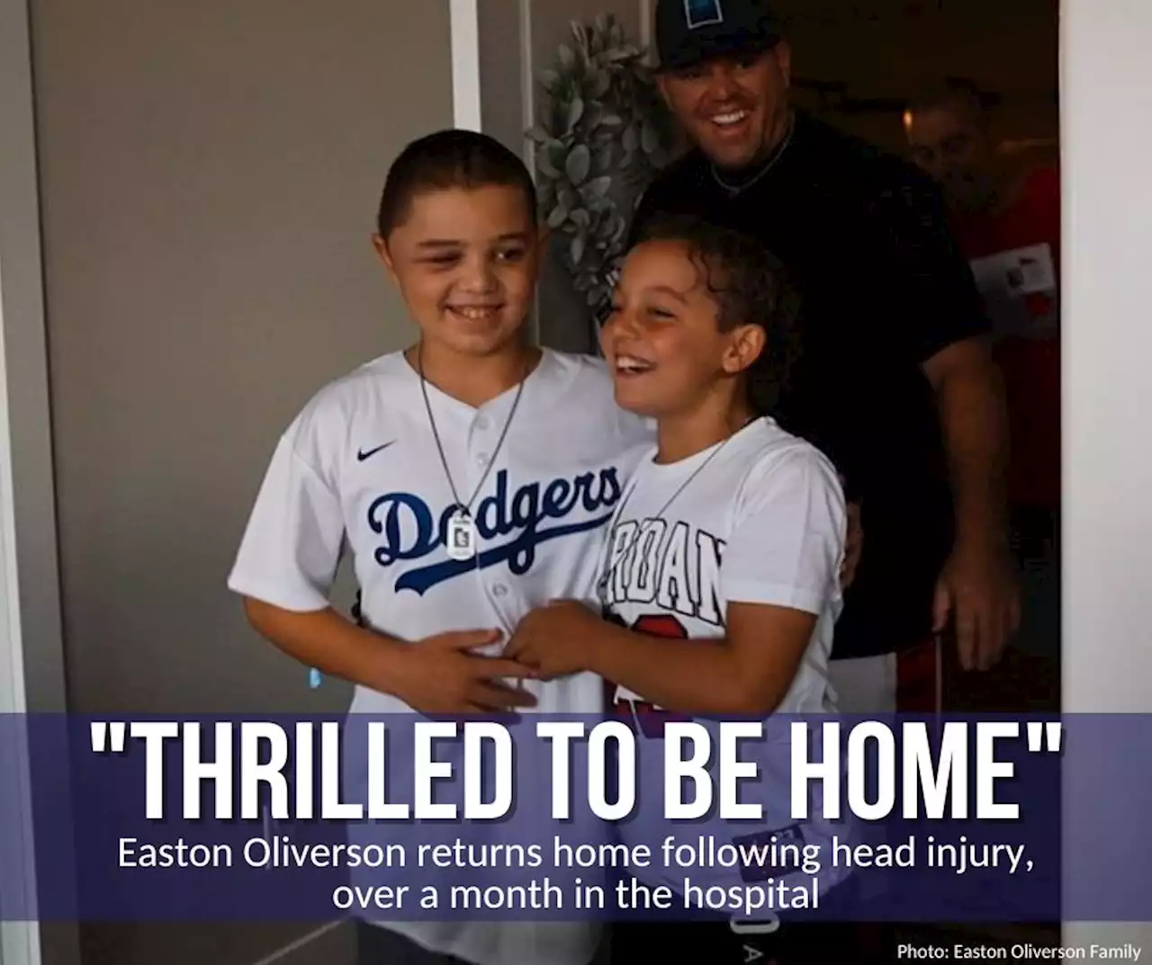 Easton Oliverson returns home following head injury, over a month in the hospital