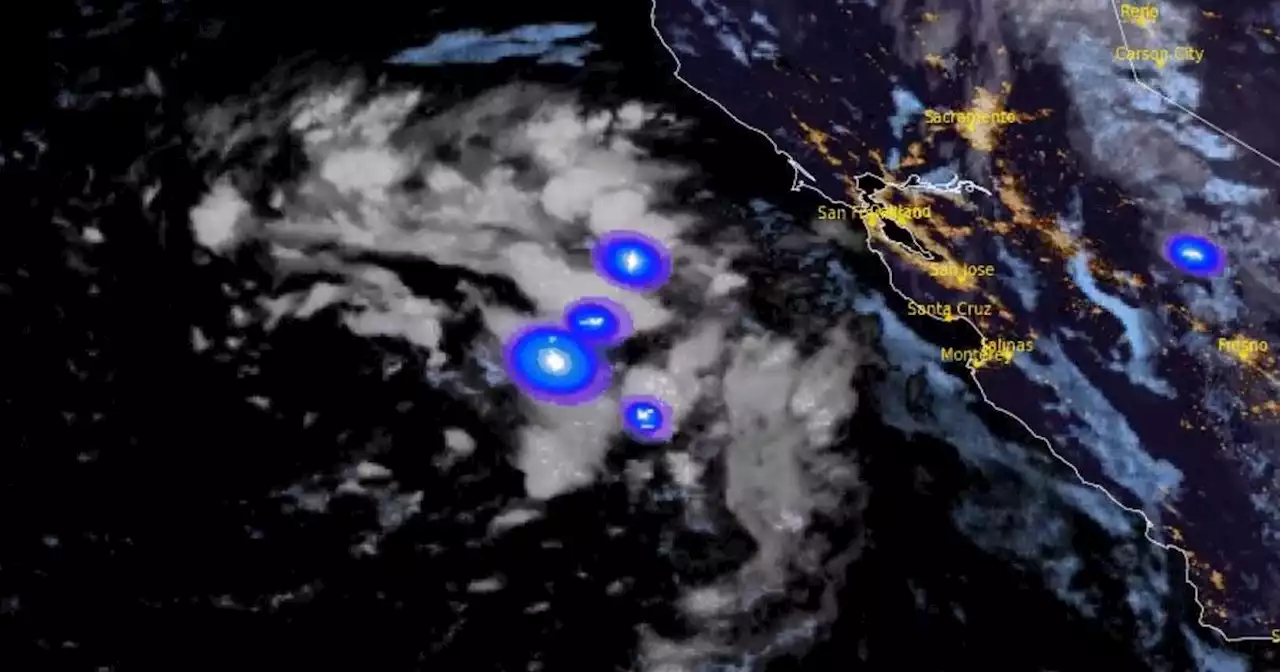 Spinning weather front churning up offshore thundershowers; Lightning possible Tuesday afternoon