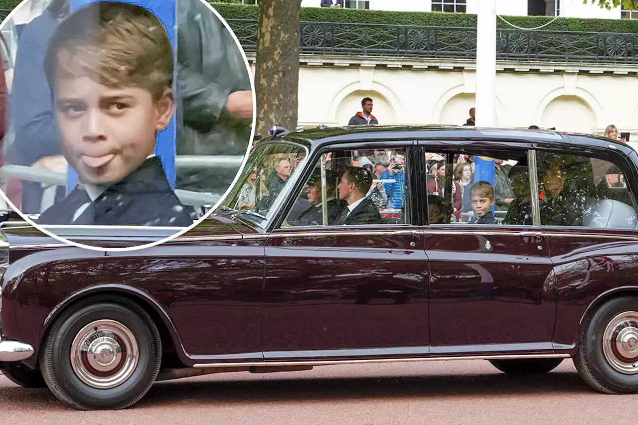 Prince George cheekily sticks tongue out at photogs after Queen’s funeral