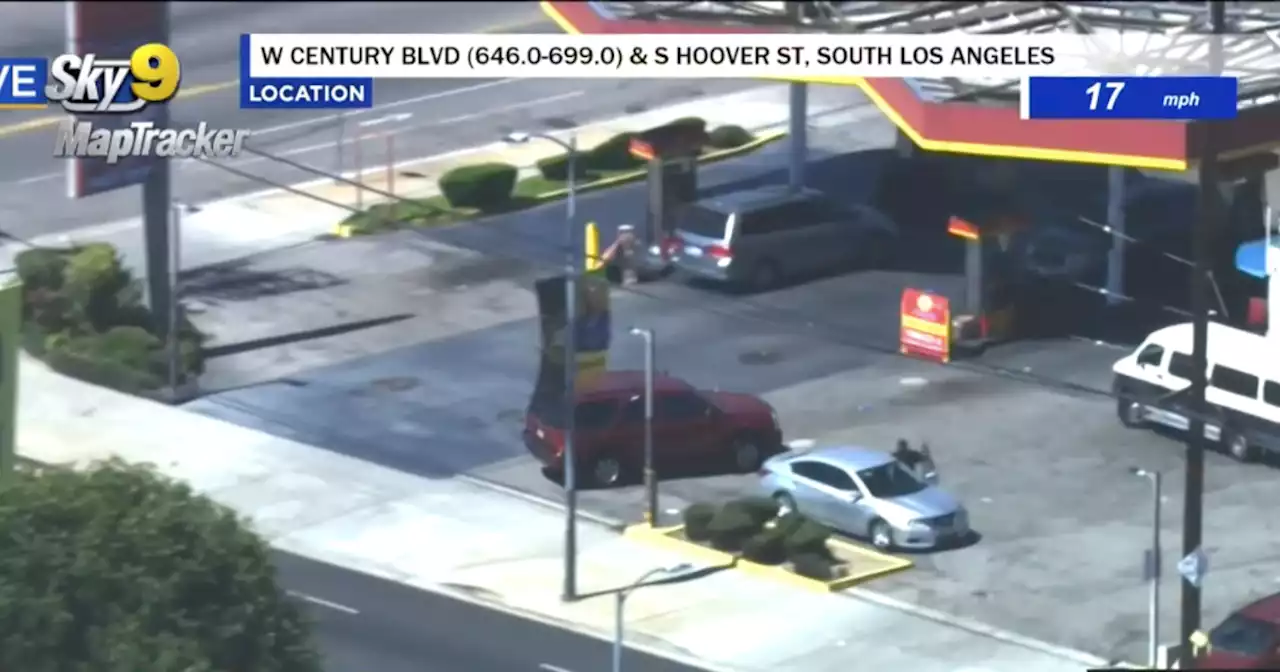 LAPD takes armed driver in suspected stolen vehicle into custody after pursuit in South LA