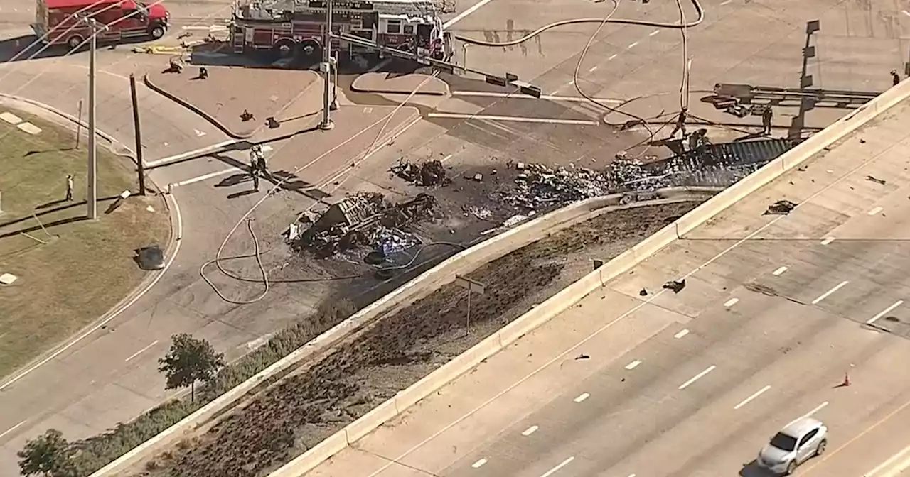 Traffic slowed on U.S. 75 in Allen after 18-wheeler crashes off overpass killing driver