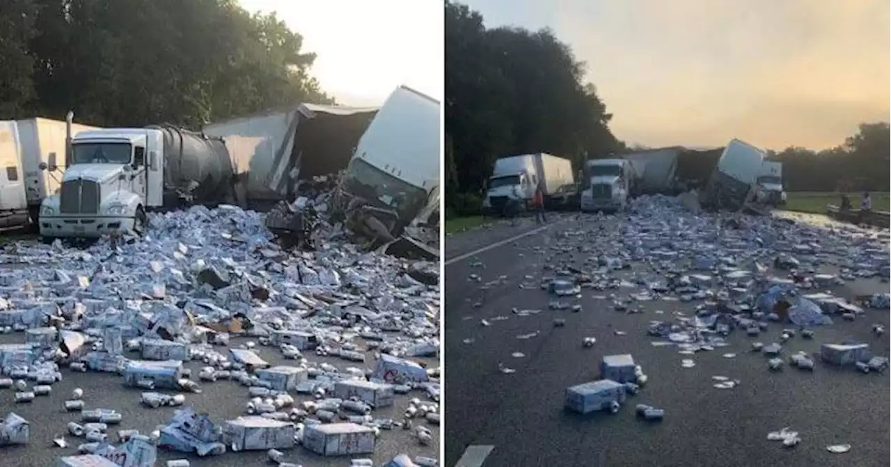 Florida highway covered in beer after semi crash