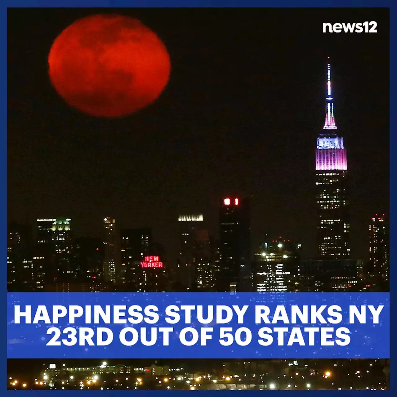 Happiness study ranks New York 23rd out of 50 states