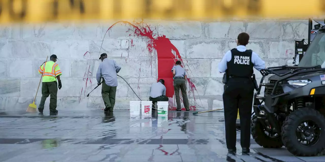 Washington Monument Vandalized With Red Paint