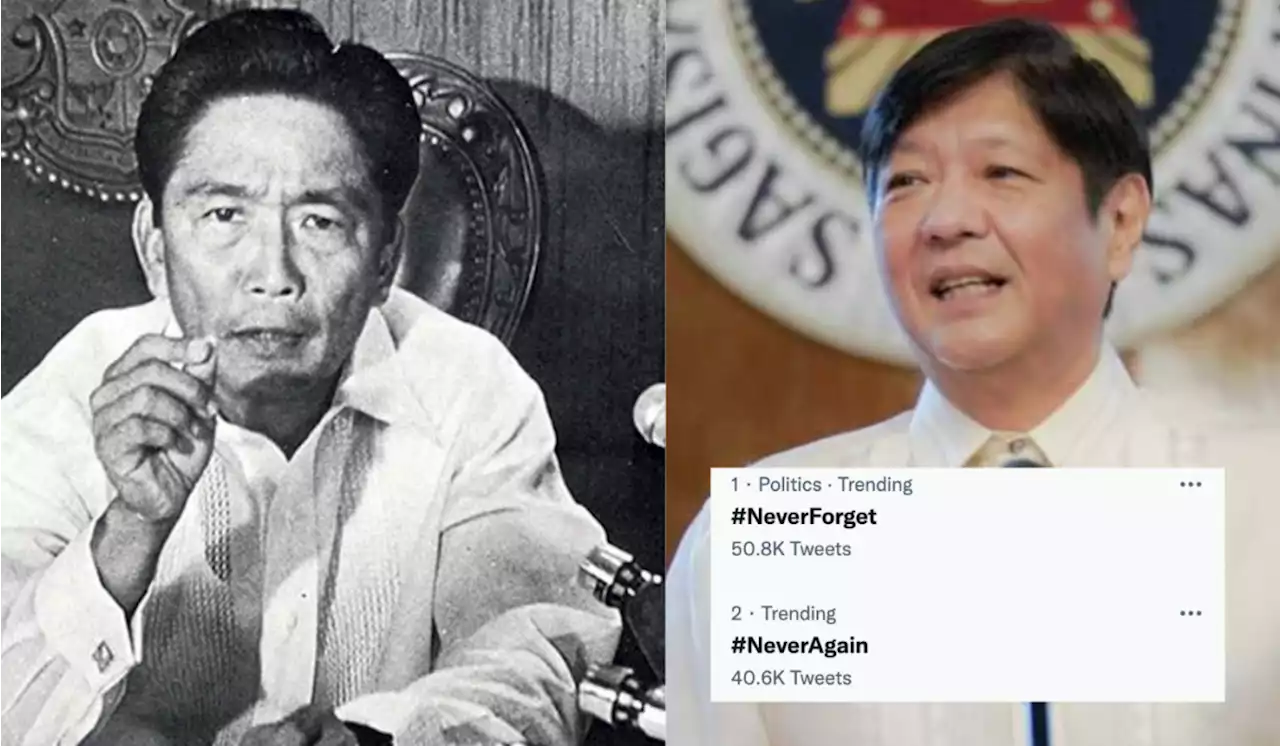 #NeverForget, #NeverAgain trend on Twitter as Filipinos mark 50th anniversary of martial law