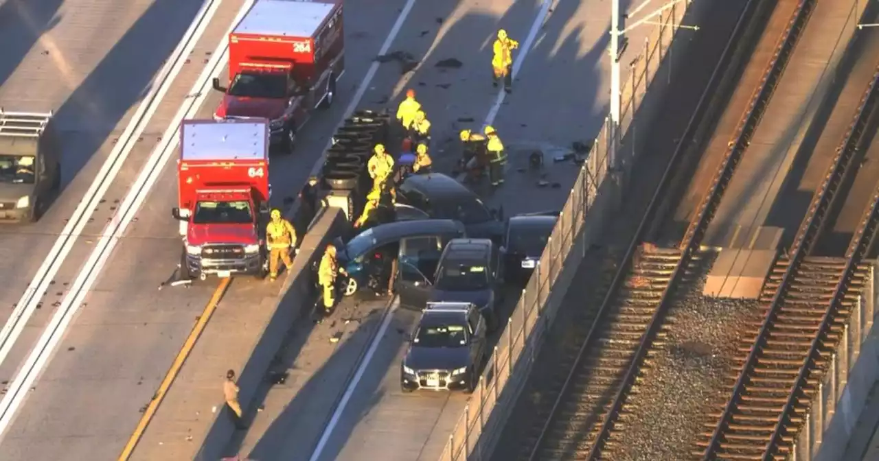 8-car crash on 105 Freeway leaves 1 person dead, another in critical condition