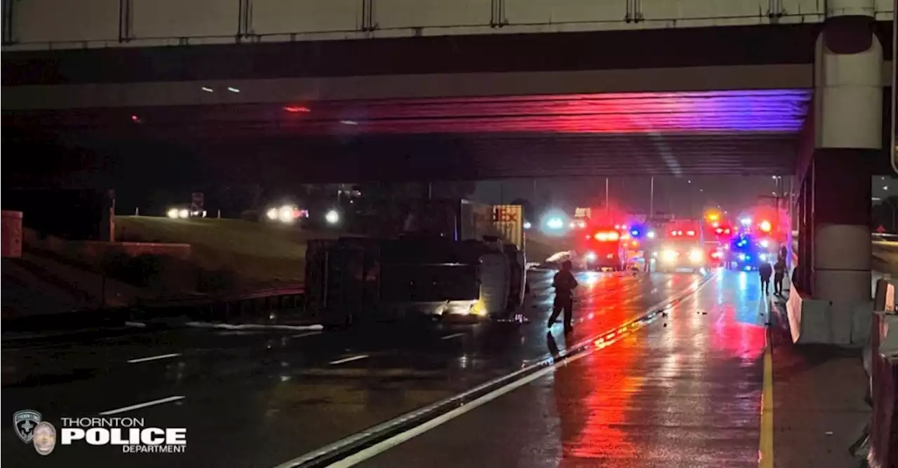 South lanes of I-25 in Thornton reopened after tanker crash