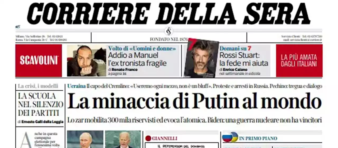 Le prime pagine di oggi - Il Post