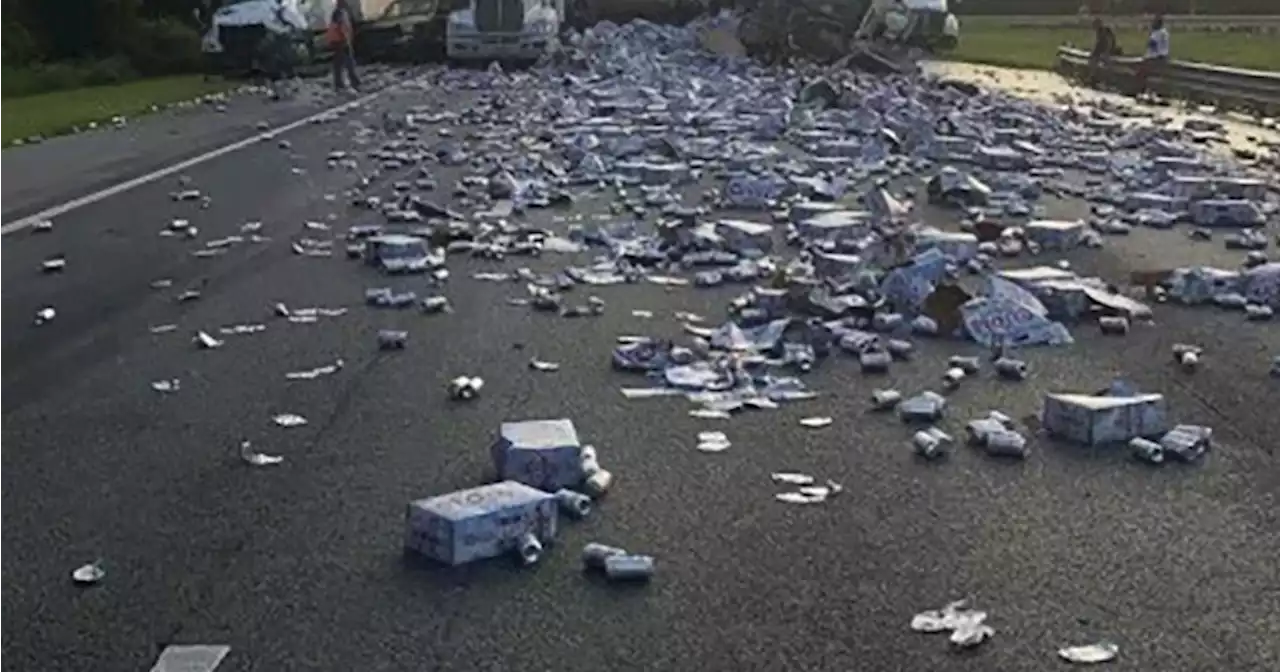 Florida highway covered in Coors Light beer after semi crash