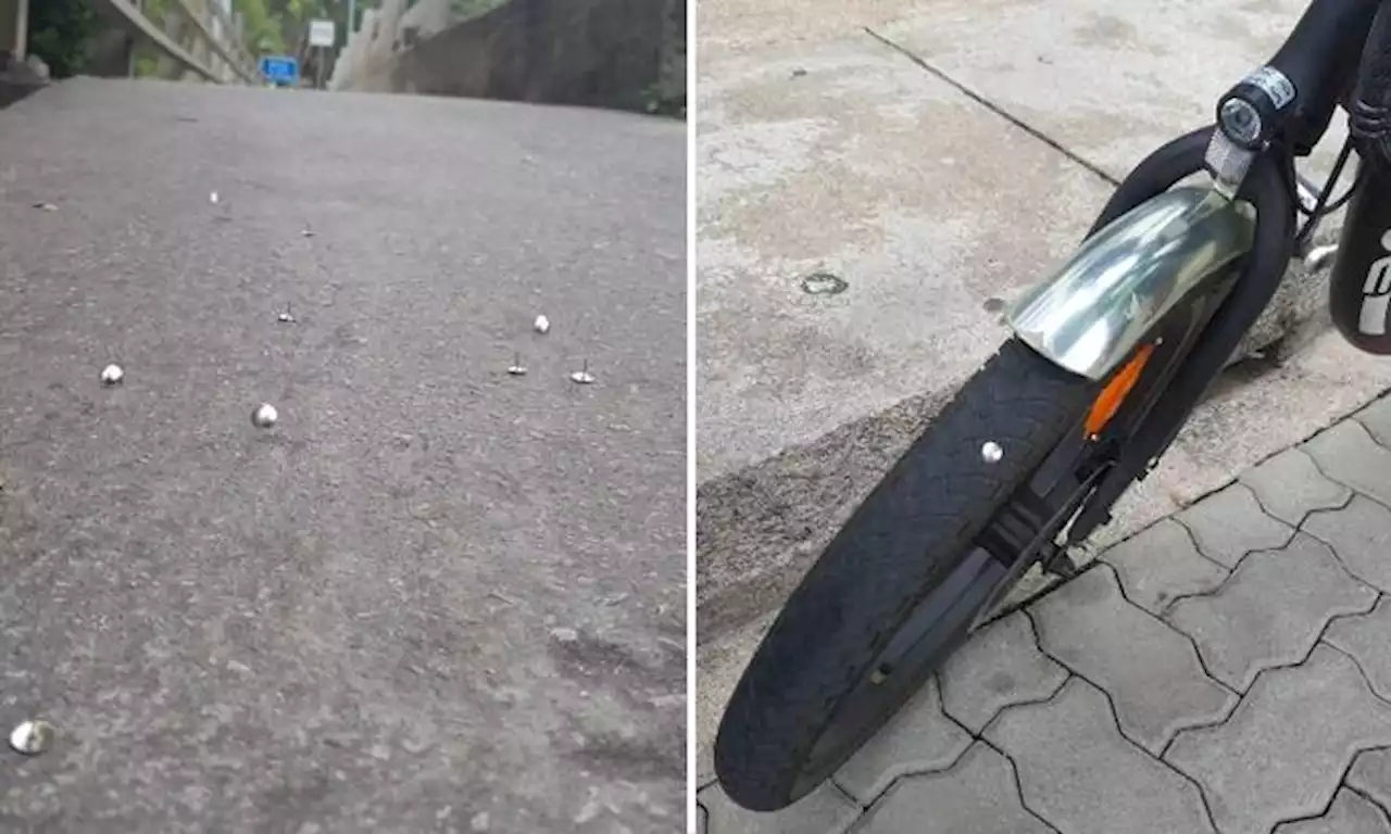 Thumbtacks on Yishun pavements taking away from delivery riders' earnings, police investigating